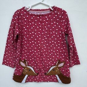 Mini Boden Appliqué Deer Floral Tunic Dress